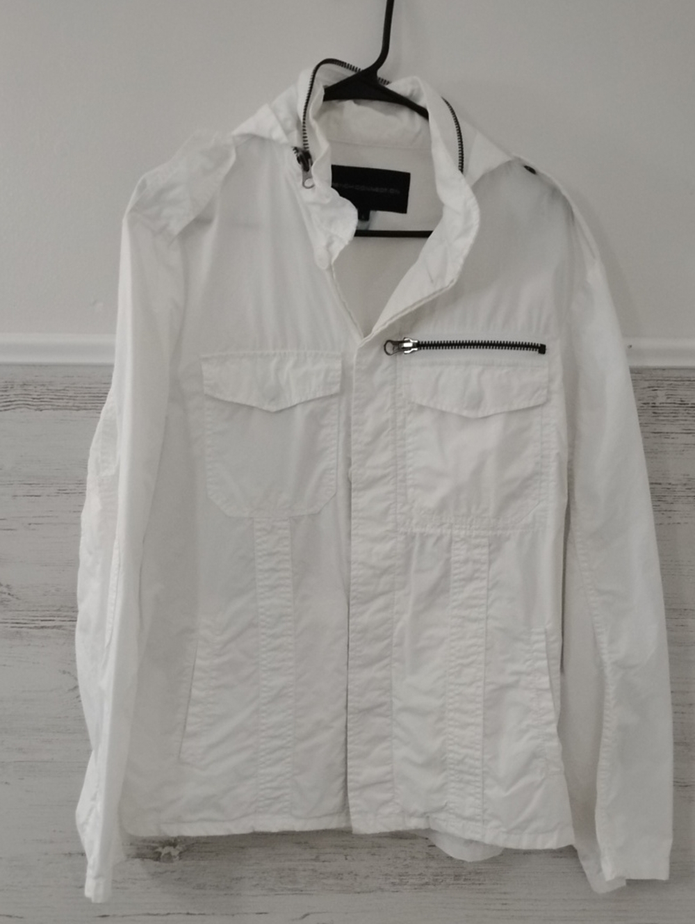 French Connection Men's White Zip-Up Lightweight Jacket